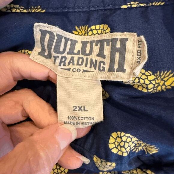 Duluth Trading Co Aloha Shirt All Over Pineapple Print Navy Blue Size 2XL - Picture 6 of 11